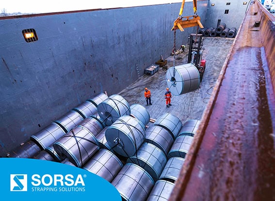 Lashing systems for maritime transport and cargo securing in containers by Sorsa Packaging Systems.